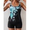 imageB2prity Tankini Bathing Suits for Women Tummy Control Two Piece Swimsuits Blouson Floral Print Swim Tank Top with Boy ShortsBlue Floral  Black