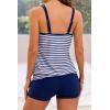 imageB2prity Tankini Bathing Suits for Women Tummy Control Two Piece Swimsuits Blouson Floral Print Swim Tank Top with Boy ShortsBlue Stripe 01