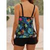 imageB2prity Tankini Bathing Suits for Women Tummy Control Two Piece Swimsuits Blouson Floral Print Swim Tank Top with Boy ShortsGreen Floral