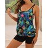 imageB2prity Tankini Bathing Suits for Women Tummy Control Two Piece Swimsuits Blouson Floral Print Swim Tank Top with Boy ShortsGreen Floral