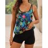 imageB2prity Tankini Bathing Suits for Women Tummy Control Two Piece Swimsuits Blouson Floral Print Swim Tank Top with Boy ShortsGreen Floral