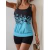 imageB2prity Tankini Bathing Suits for Women Tummy Control Two Piece Swimsuits Blouson Floral Print Swim Tank Top with Boy ShortsLight Blue Print  Black