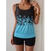 imageB2prity Tankini Bathing Suits for Women Tummy Control Two Piece Swimsuits Blouson Floral Print Swim Tank Top with Boy ShortsLight Blue Print  Black