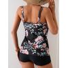 imageB2prity Tankini Bathing Suits for Women Tummy Control Two Piece Swimsuits Blouson Floral Print Swim Tank Top with Boy ShortsLight Pink Floral  Black