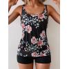 imageB2prity Tankini Bathing Suits for Women Tummy Control Two Piece Swimsuits Blouson Floral Print Swim Tank Top with Boy ShortsLight Pink Floral  Black