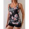 imageB2prity Tankini Bathing Suits for Women Tummy Control Two Piece Swimsuits Blouson Floral Print Swim Tank Top with Boy ShortsLight Pink Floral  Black