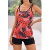 imageB2prity Tankini Bathing Suits for Women Tummy Control Two Piece Swimsuits Blouson Floral Print Swim Tank Top with Boy ShortsRed Floral