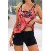 imageB2prity Tankini Bathing Suits for Women Tummy Control Two Piece Swimsuits Blouson Floral Print Swim Tank Top with Boy ShortsRed Floral