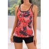 imageB2prity Tankini Bathing Suits for Women Tummy Control Two Piece Swimsuits Blouson Floral Print Swim Tank Top with Boy ShortsRed Floral