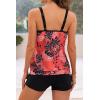 imageB2prity Tankini Bathing Suits for Women Tummy Control Two Piece Swimsuits Blouson Floral Print Swim Tank Top with Boy ShortsRed Floral