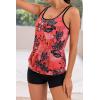 imageB2prity Tankini Bathing Suits for Women Tummy Control Two Piece Swimsuits Blouson Floral Print Swim Tank Top with Boy ShortsRed Floral