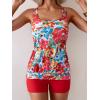 imageB2prity Tankini Bathing Suits for Women Tummy Control Two Piece Swimsuits Blouson Floral Print Swim Tank Top with Boy ShortsRed Floral Print