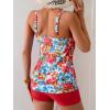 imageB2prity Tankini Bathing Suits for Women Tummy Control Two Piece Swimsuits Blouson Floral Print Swim Tank Top with Boy ShortsRed Floral Print