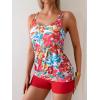 imageB2prity Tankini Bathing Suits for Women Tummy Control Two Piece Swimsuits Blouson Floral Print Swim Tank Top with Boy ShortsRed Floral Print