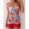 imageB2prity Tankini Bathing Suits for Women Tummy Control Two Piece Swimsuits Blouson Floral Print Swim Tank Top with Boy ShortsRed Floral Print
