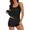 imageB2prity Tankini Swimsuits for Women Two Piece Bathing Suits Tummy Control Long Torso Tank Tops with ShortsBlack