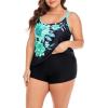 imageB2prity Tankini Swimsuits for Women Two Piece Bathing Suits Tummy Control Long Torso Tank Tops with ShortsBlack blue