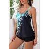 imageB2prity Tankini Swimsuits for Women Two Piece Bathing Suits Tummy Control Long Torso Tank Tops with ShortsBlack blue