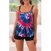 imageB2prity Tankini Swimsuits for Women Two Piece Bathing Suits Tummy Control Long Torso Tank Tops with ShortsBlue Tie Dye