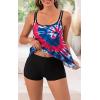 imageB2prity Tankini Swimsuits for Women Two Piece Bathing Suits Tummy Control Long Torso Tank Tops with ShortsBlue Tie Dye