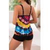imageB2prity Tankini Swimsuits for Women Two Piece Bathing Suits Tummy Control Long Torso Tank Tops with ShortsBrown Stripes