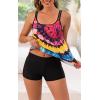 imageB2prity Tankini Swimsuits for Women Two Piece Bathing Suits Tummy Control Long Torso Tank Tops with ShortsBrown Stripes