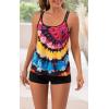 imageB2prity Tankini Swimsuits for Women Two Piece Bathing Suits Tummy Control Long Torso Tank Tops with ShortsBrown Stripes