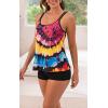 imageB2prity Tankini Swimsuits for Women Two Piece Bathing Suits Tummy Control Long Torso Tank Tops with ShortsBrown Stripes