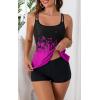 imageB2prity Tankini Swimsuits for Women Two Piece Bathing Suits Tummy Control Long Torso Tank Tops with ShortsHot Pink