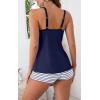 imageB2prity Tankini Swimsuits for Women Two Piece Bathing Suits Tummy Control Long Torso Tank Tops with ShortsNavy Blue