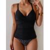 imageB2prity Womens Ruched Tankini Swimsuits V Neck Wrap Tie Back Two Pieces Bathing Suit Tummy Control SwimwearBlack  White Spots