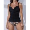 imageB2prity Womens Ruched Tankini Swimsuits V Neck Wrap Tie Back Two Pieces Bathing Suit Tummy Control SwimwearBlack01