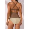imageB2prity Womens Ruched Tankini Swimsuits V Neck Wrap Tie Back Two Pieces Bathing Suit Tummy Control SwimwearBrown  Beige