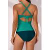 imageB2prity Womens Ruched Tankini Swimsuits V Neck Wrap Tie Back Two Pieces Bathing Suit Tummy Control SwimwearGreen01