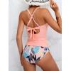 imageB2prity Womens Ruched Tankini Swimsuits V Neck Wrap Tie Back Two Pieces Bathing Suit Tummy Control SwimwearLight Pink print
