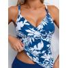 imageB2prity Womens Ruched Tankini Swimsuits V Neck Wrap Tie Back Two Pieces Bathing Suit Tummy Control SwimwearNavy Blue Leaf