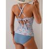 imageB2prity Womens Ruched Tankini Swimsuits V Neck Wrap Tie Back Two Pieces Bathing Suit Tummy Control SwimwearOrange Floral light Blue