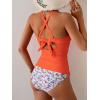 imageB2prity Womens Ruched Tankini Swimsuits V Neck Wrap Tie Back Two Pieces Bathing Suit Tummy Control SwimwearOrange print