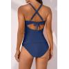 imageB2prity Womens Ruched Tankini Swimsuits V Neck Wrap Tie Back Two Pieces Bathing Suit Tummy Control SwimwearPine Green
