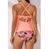 imageB2prity Womens Ruched Tankini Swimsuits V Neck Wrap Tie Back Two Pieces Bathing Suit Tummy Control SwimwearPink