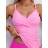 imageB2prity Womens Ruched Tankini Swimsuits V Neck Wrap Tie Back Two Pieces Bathing Suit Tummy Control SwimwearPink hot Pink