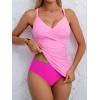 imageB2prity Womens Ruched Tankini Swimsuits V Neck Wrap Tie Back Two Pieces Bathing Suit Tummy Control SwimwearPink hot Pink