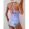 imageB2prity Womens Ruched Tankini Swimsuits V Neck Wrap Tie Back Two Pieces Bathing Suit Tummy Control SwimwearPurple  Purple Leaf