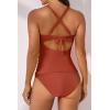 imageB2prity Womens Ruched Tankini Swimsuits V Neck Wrap Tie Back Two Pieces Bathing Suit Tummy Control SwimwearReddish Brown