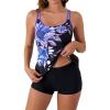 imageB2prity Tankini Swimsuits for Women Two Piece Bathing Suits Tummy Control Long Torso Tank Tops with ShortsSunflower Purple