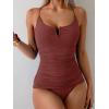 imageB2prity Tankini Swimsuits for Women Tummy Control Ruched Two Piece Bathing Suit V Wire Neck Swim Suit Tie Back SwimwearBlush Red