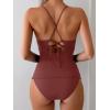 imageB2prity Tankini Swimsuits for Women Tummy Control Ruched Two Piece Bathing Suit V Wire Neck Swim Suit Tie Back SwimwearBlush Red