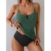 imageB2prity Tankini Swimsuits for Women Tummy Control Ruched Two Piece Bathing Suit V Wire Neck Swim Suit Tie Back SwimwearGreen black