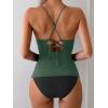 imageB2prity Tankini Swimsuits for Women Tummy Control Ruched Two Piece Bathing Suit V Wire Neck Swim Suit Tie Back SwimwearGreen black