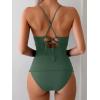 imageB2prity Tankini Swimsuits for Women Tummy Control Ruched Two Piece Bathing Suit V Wire Neck Swim Suit Tie Back SwimwearGrey Blue